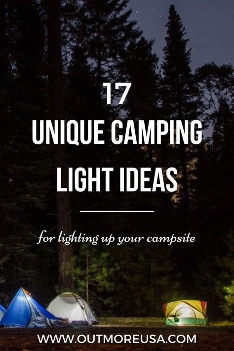 If you're not sure what to use for lighting when you're camping or you're just looking for something unique or different, this article describes 17 ways to light up your campsite. There are so many for camping light ideas, electric or not, to illuminate and provide ambiance to your camp site. The thing to keep in mind is… Camping Lighting Ideas, Rv Outdoor Lighting Ideas, Camping Lights Ideas, Campsite Lighting Ideas, Permanent Campsite Ideas, Outside Lighting Ideas, Campsite Lighting, Cozy Camping, String Lights Party