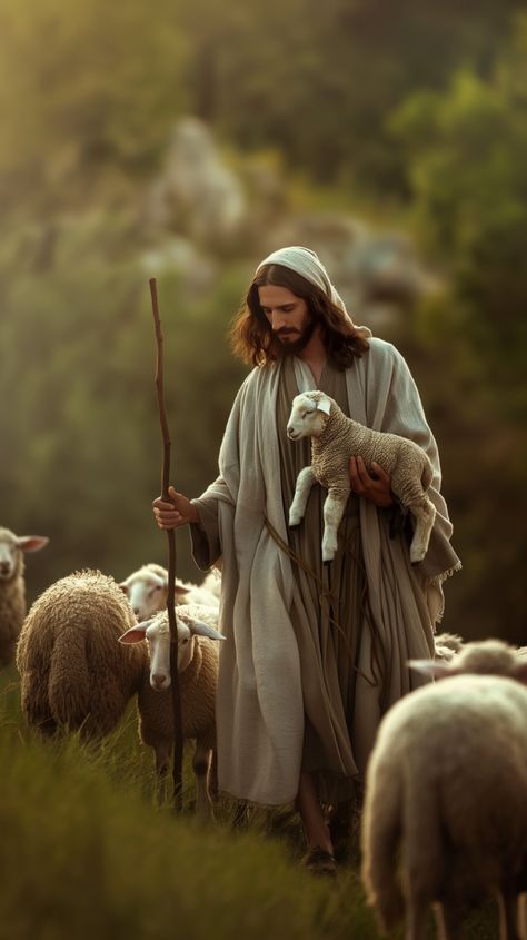 Jesus Is My Shepherd, Jesus With Sheep, Christmas Shepherds, Sheep And Shepherd, Jesus The Shepherd, Lamb Wallpaper, Jesus With Lamb, Good Shepherd Jesus, Jesus Shepherd