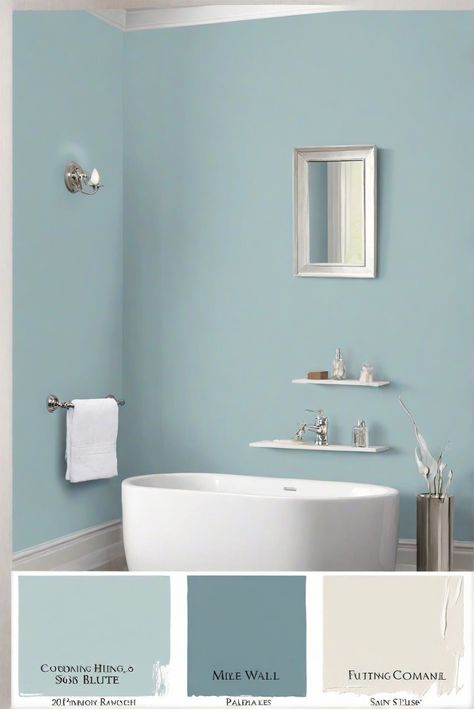 decorating interiors,home decor interior design,interior bedroom design,living room interior Behr Blue Bathroom Paint Colors, Soft Blue Bathroom Paint, Sherwin Williams Windy Blue Bathroom, Behr Air Blue, Behr Lyric Blue, Blue Bathroom Walls, Blue Painted Walls, Sage Green Kitchen, Green Kitchen Cabinets