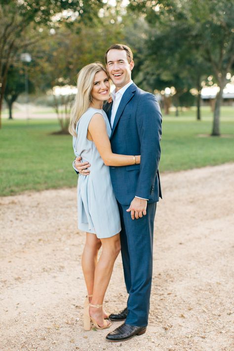 More Formal: Navy suit for him. Light blue or other pastel solid for her. Light Blue Dress Engagement Photos, Formal Engagement Photos, Engagement Picture Outfits, Im A Lady, Navy Outfit, Engagement Outfit, Light Blue Dresses, Navy Suit, Engagement Pics