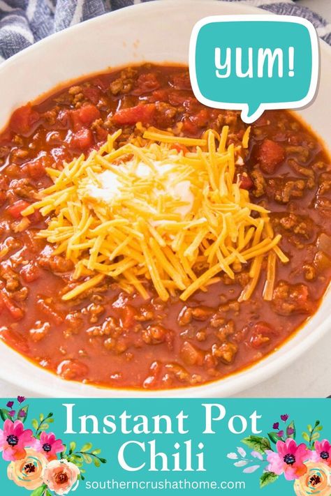 Pioneer Woman Instant Pot Chili Instant Pot Chili No Beans, Chili No Beans Recipe, Chili Recipe Pioneer Woman, Chili No Beans, Crockpot Chicken Taco Soup, Chili Instant Pot, Instant Pot Chili Recipe, Instant Pot Chili, Ground Beef Chili