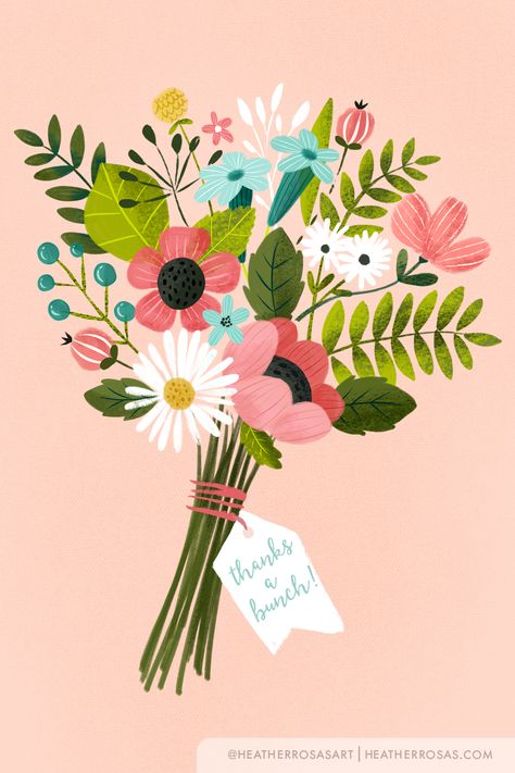 A pretty bunch of flowers to thank someone a bunch! Fridge Art, A Bunch Of Flowers, Flower Illustrations, Birthday Illustration, Affinity Designer, Bunch Of Flowers, Flower Illustration, Floral Illustrations, Wedding Invites