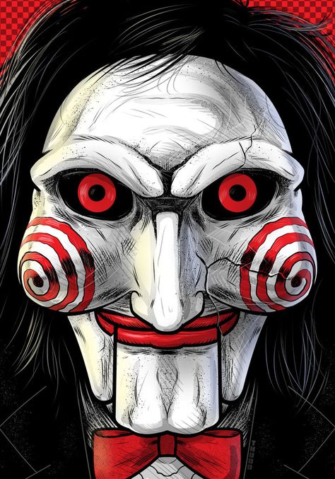 Jigsaw by Thuddleston Scary Drawings, Horror Drawing, Horror Movie Icons, Horror Artwork, Film Horror, Evil Clowns, Horror Tattoo, Horror Movie Art, Horror Icons