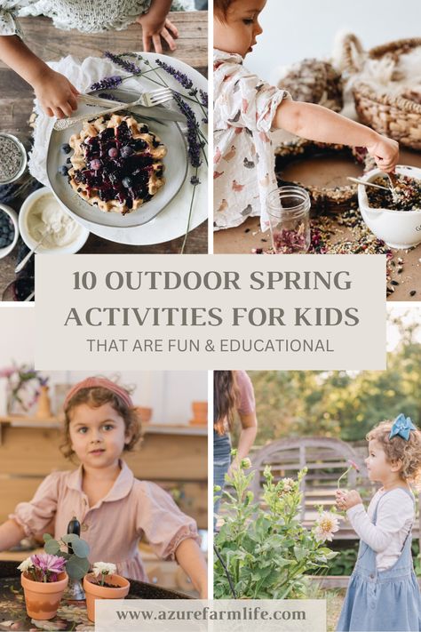 10 Outdoor Spring Activities For Kids That Are Fun And Educational - Azure Farm Outdoor Spring Activities, Azure Farm, Healthy Picnic Foods, Spring Activities For Kids, Healthy Picnic, Framed Flower Art, Kitchen Set Up, Farm Activities, Spring Coloring Pages