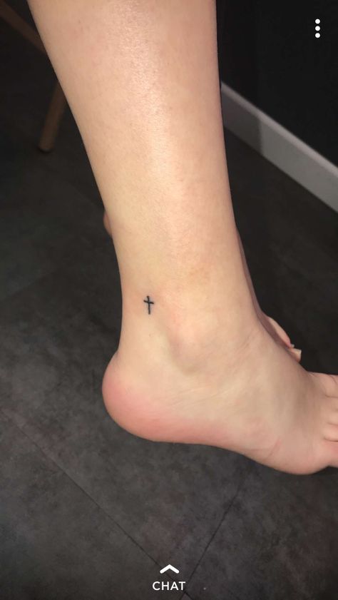 Easy Ankle Tattoo, Ankel Tattoos Small For Women, Ankle Cross Tattoos For Women, Cross On Ankle Tattoo, Tiny Ankle Tattoos For Women, Ankel Tattoos Tiny, Ankel Tattoos Simple, Cross On Ankle, Ankle Cross Tattoo