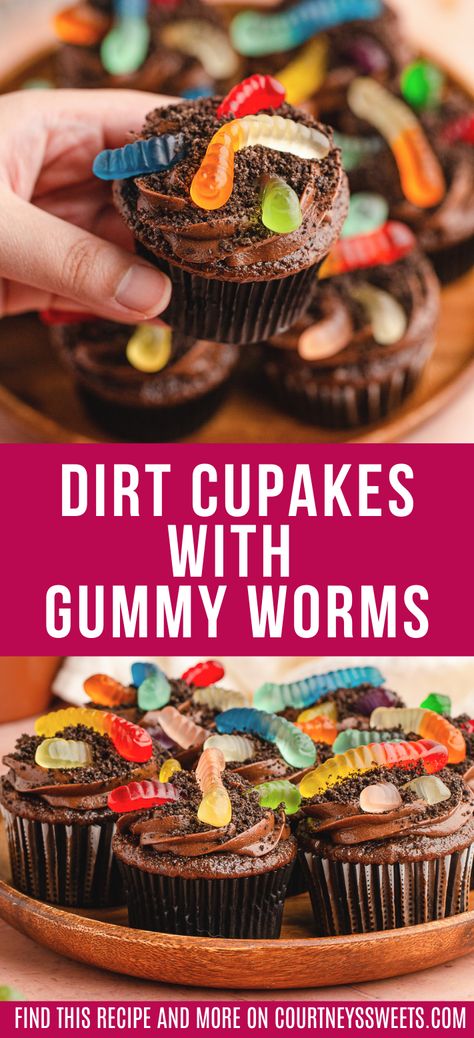 Dirt N Worms Cupcakes, Mud Cupcakes With Worms, Dirt And Worm Cupcakes, Dirt And Worms Birthday Party, Dirt In Worms Pudding Cups, Gummy Worm Dirt Cupcakes, Worms In Dirt Cupcakes, Dirt And Worms Cupcakes, Dirt Worm Cupcakes