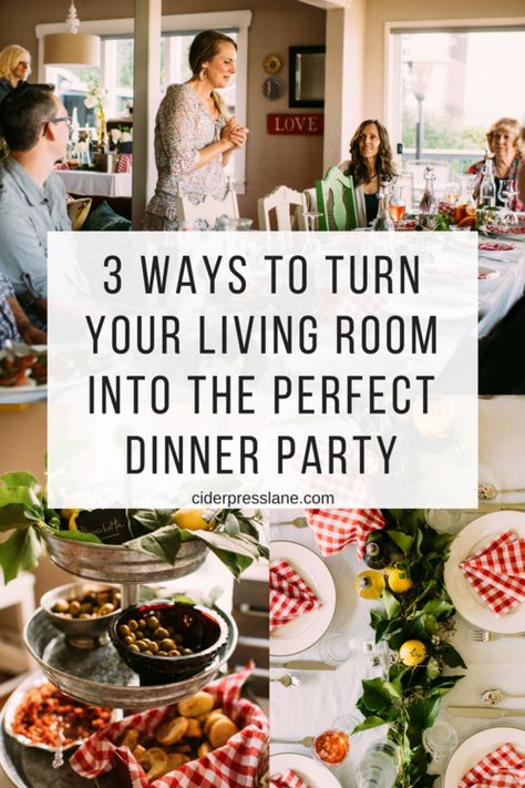 If you've ever felt like you wouldn't be able to host because of your home let me help you out! Any home can host with the right steps. Here are 3 ways to turn your living room into the perfect dinner party! #dinnerparty #hosting #hostingtips #cookingforgroups #hostingdinner #livingroomspace #homehostingtips #perfectdinnerparty #hostaparty #throwaparty #grouphosting Dinner Party In Living Room, House Party Menu Ideas, In Home Dinner Party, Hosting Large Dinner Party, Dinner Party For 15 People, Hosting A Dinner Party Small Apartments, Decorating With Napkins, How To Host A Dinner Party Small Spaces, Hosting A Work Party At Home