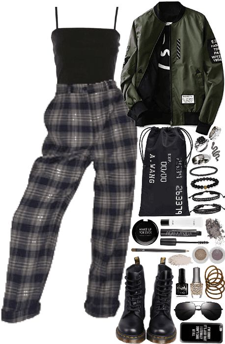 Plaid Pants Outfit Grunge, Stile Ragazza Skater, Plaid Pants Outfit, Outfit Grunge, Outfit Essentials, Feminine Fashion, Hipster Outfits, Adidas Outfit, Swaggy Outfits