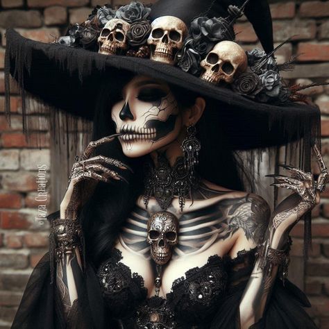 Mexican Witch Costume, Catrina Hat Diy, Women Halloween Outfits, Diy Skeleton Costume Women, Skull Costume Women, Voodoo Priestess Costume, Catrina Costume, Glam Skull, Voodoo Halloween