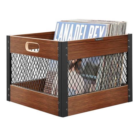 PRICES MAY VARY. ✔PROTECTS 65 RECORDS-- Shatter-proof, break-proof, warp-proof, it can perfectly displays 65 pieces of your beloved vinyl’s UPRIGHT without worrying about abrasion, sliding, and friction-related tumbles. The Storage Crate has comfortable handles, so you can move it safely. ✔NOT JUST STORAGE RECORDS-- industrial design storage box with handles made from plywood, ideal for painting and decorating. Adapt to any decoration style, making this personalized storage boxes become a specia Album Shelf, Lp Record Storage, Store Vinyl Records, Record Organizer, Record Storage Box, Record Crate, Vinyl Record Display, Record Boxes, Lp Storage