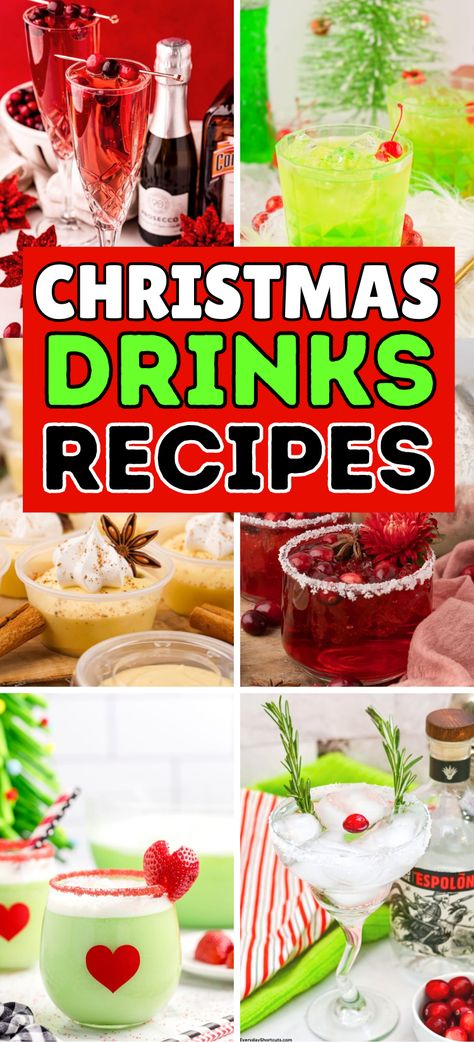 Easy Christmas Cocktails – Get into the festive spirit with these easy Christmas cocktails recipes! From a classic cranberry Christmas margarita to a creamy gingerbread martini, here’s something for every taste. Holiday drinks, holiday cocktail recipes, Christmas cocktails easy, Grinch Punch. Alcoholic Christmas Drinks For A Party, Holiday Specialty Drinks, Reindeer Punch Cocktail, Santa’s Little Ho Ho Drink, Grinch Christmas Drink Holiday Cocktails, Buddy The Elf Cocktail, Christmas Tree Cocktail Holiday Drinks, Cute Holiday Cocktails, Christmas Bar Ideas Holidays