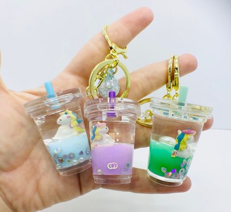 Floating Keychain, Cup Keychain, Unicorn Keychain, Boba Milk Tea, Boba Milk, Floating Charms, Baby Milk, Christmas Stocking Stuffers, Small Pendant