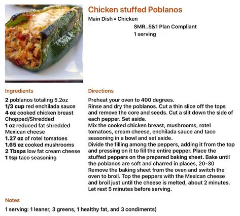 Chicken Stuffed Poblano, Stuffed Poblanos, Poblano Peppers Recipes, Bbq Sauce Homemade Easy, Lean Protein Meals, Green Chicken, Lean And Green, Better Food Choices, Ground Chicken Recipes