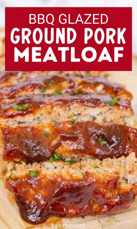 Ground pork meatloaf with glaze. Pork Loaf Recipes, Ground Pork Sausage Soup Recipes, Crockpot Meals With Ground Sausage, Pork Meatloaf Recipes Easy, Meatloaf With Ground Pork, Ground Pork Ideas For Dinner, Dinner Ideas With Ground Pork Sausage, Ground Country Pork Recipes, Grind Pork Recipes