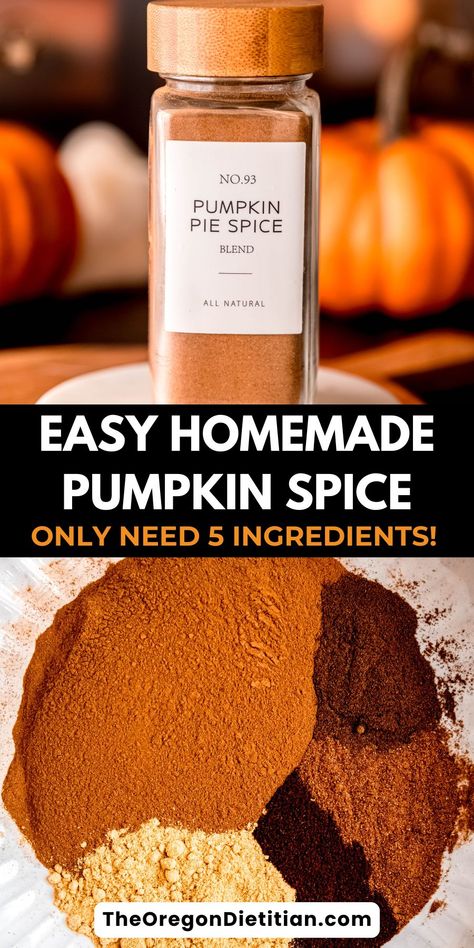 Create your own homemade pumpkin pie spice mix from scratch in just minutes! Using simple pantry spices like cinnamon, ginger, and nutmeg to create a warm, fragrant blend that’s perfect for adding that warm, cozy flavor to all your fall baking, lattes, and desserts. Skip the store-bought blends and create a fresh, aromatic spice mix using just a few simple ingredients. Save this pin to have your own homemade pumpkin pie spice on hand all season long! #PumpkinPieSpiceMix #FallRecipes Make Pumpkin Spice Seasoning, How To Make Pumpkin Spice Seasoning, How To Make Pumpkin Pie Spice Homemade, Make Your Own Pumpkin Pie Spice, Pumpkin Spice Ingredients, Diy Pumpkin Spice Seasoning, Pumpkin Pie Spice Blend, Pumpkin Pie Seasoning Recipe, What Is In Pumpkin Pie Spice