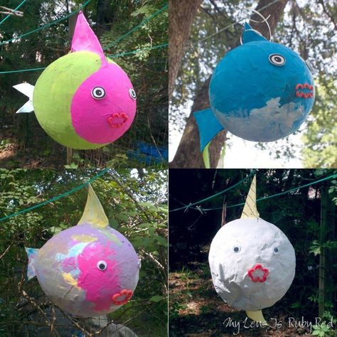 How to make a paper mache fish Paper Mache Fish, Paper Mache Pinata, Paper Mache Crafts For Kids, Diy Paper Mache, Fish Under The Sea, Paper Mache Projects, Making Paper Mache, Paper Mache Animals, Sea Decor