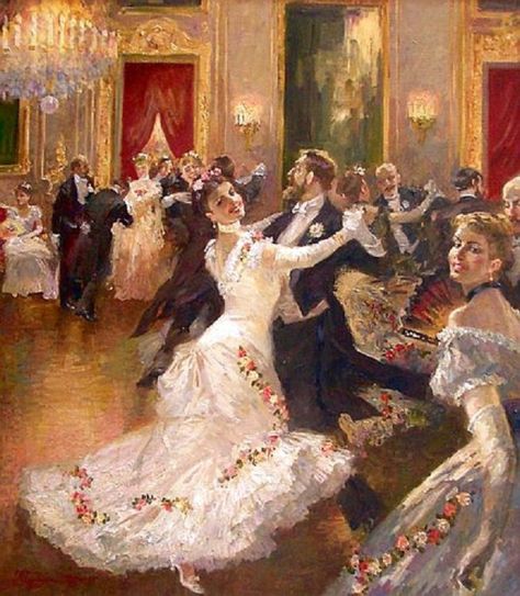 Vladimir Pervunensky. In the Vortex of the Waltz. 2005 العصور الوسطى, Victorian Paintings, Dance Paintings, Soyut Sanat Tabloları, People Dancing, Victorian Art, Old Paintings, Dance Art, Romantic Art