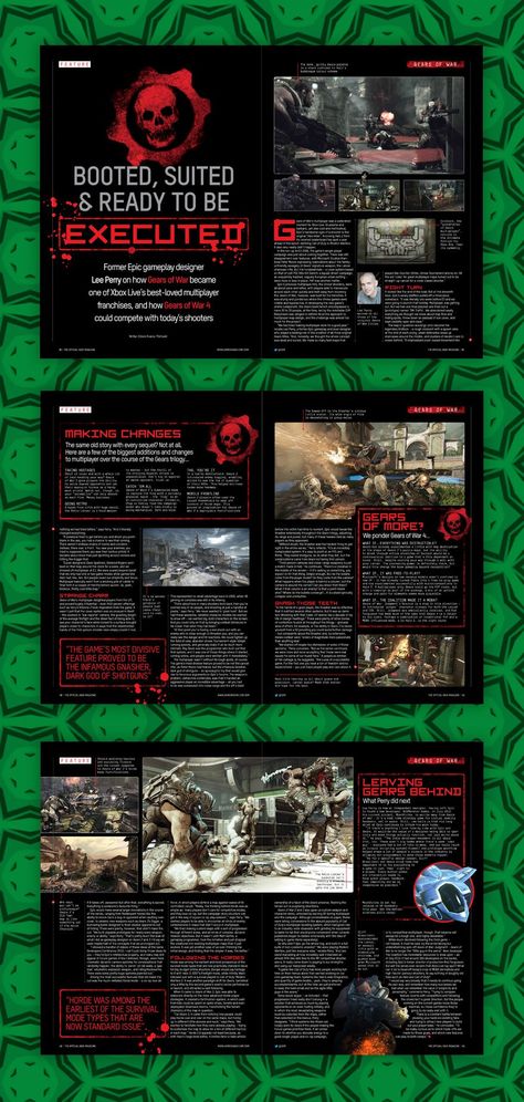 Online Magazine Aesthetic, Horror Magazine Layout, Game Magazine Layout Design, Game Design Document, Indesign Inspiration, Horror Magazine, Table Of Contents Design, Gaming Magazines, Magazine Design Cover