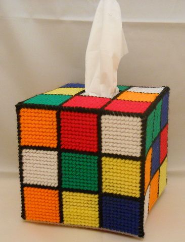 super cheesy, but still.... Plastic Canvas Box Patterns, Kleenex Box Cover, Rubix Cube, Plastic Canvas Stitches, Kleenex Box, Crochet Knit Stitches, Plastic Canvas Tissue Boxes, Plastic Canvas Patterns Free, Tissue Box Holder