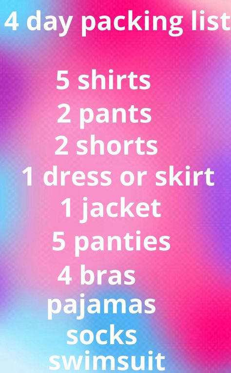 Packing List For A 4 Day Trip, Packing List For Vacation 3 Days, Packing List 4 Day Trip, 4 Days Trip Packing List, How To Pack For A 4 Day Trip, 4 Day Packing List Spring, 4 Day Road Trip Packing List, 4 Day Travel Packing List, What To Pack For A 4 Day Beach Trip