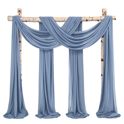 PRICES MAY VARY. 💐【Best Choice Wedding Arch】Package includinge 4 panels dusty blue sheer arch drapes, each panel is 28 inches wide and 20 feet long.The dimensions of the four panels have been accurately measured, and there is not much difference.The length is long enough to fit any size arch decoration.Soft and overhanging pendants make the wedding decorations more popular.This chiffon drapery backdrop can help your party to create a warm and elegant scenes. 💐【Premium Wedding Arch Draping Fabr Dusty Blue Wedding Arch, Blue Wedding Arch, Wedding Arch Decorations, Drapery Wedding, Sheer Backdrop, Decorations For Reception, Wedding Arch Draping, Wedding Drapery, Arch Draping