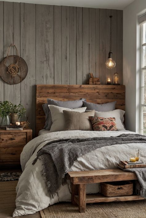 Discover how to transform your bedroom into a cozy retreat with the rustic modern charm of Revere Pewter.
#ad  


#Colortrend
#wallpaint2024
 #color2024
 #DIYpainting
 ##DIYhomedecor
 #Fixhome Cozy Bedroom Gray, Pewter Bedroom, Bedroom Rustic Modern, Revere Pewter Bedroom, Rustic Modern Bedroom, Alder Wood Kitchen Cabinets, Pine Kitchen Cabinets, Reclaimed Wood Bed Frame, Osb Wood