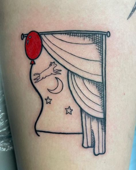 Goodnight Moon Tattoo Ideas, Good Night Moon Tattoo, Storybook Tattoo, Goodnight Moon Tattoo, Dali Tattoo, Minimalist Tattoo Small, Horse Tattoo Design, Funky Tattoos, Goodnight Moon