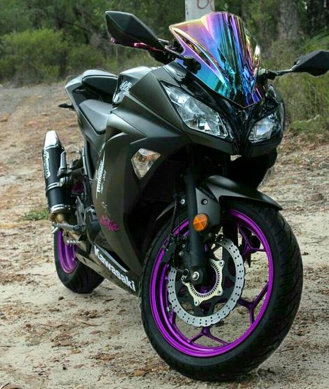 Purple Motorcycle, Ninja Motorcycle, Ninja Bike, Image Moto, Custom Sport Bikes, Ninja 300, Ducati Multistrada, Pretty Bike, Custom Bike