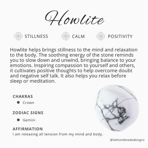 Howlite Stone Meaning, White Howlite Crystal Meaning, White Howlite Meaning, White Turquoise Meaning, Howlite Crystal Meaning, Howlite Properties, Crystal Dictionary, Howlite Meaning, Chakra Stones Chart