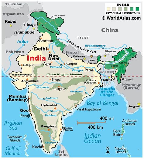 India Maps & Facts - World Atlas Ancient India Map, Indian Geography, India World Map, World Geography Map, Union Territory Of India, Geography Facts, World Map With Countries, Map Quiz, Map Of India