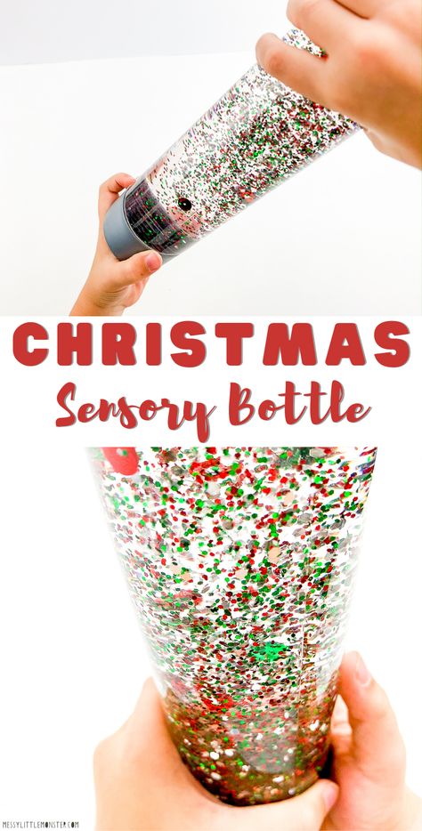 Christmas Sensory Bottles Christmas Sensory Bottles, Sensory Bottles For Babies, Diy Sensory Bottles, Rainbow Sensory Bottles, Glitter Sensory Bottles, Kindergarten Christmas Crafts, Christmas Sensory, Toddler Sensory Bins, Diy Sensory