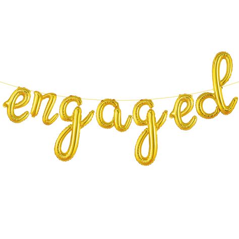 PRICES MAY VARY. Straw LARGE - 10 FEET | LOVELY GOLD ENGAGED BALLOON BANNER : Looking for a decoration to be the main attraction at your party? Make a statement at your engagement party with our 10ft engaged balloon banner! Featuring large, playful font and vibrant gold engaged balloons, it's the perfect addition to your just engaged decorations. Whether hung on a wall or suspended from the ceiling, this engaged banner is sure to be a hit for happy engagement celebration. CUTE SIGN | EASY TO INF Engaged Balloons, Engaged Banner, Mr And Mrs Balloons, Gold Engagement Party, Engagement Balloons, Rose Gold Bride, Engagement Banner, Bride To Be Balloons, Happy Engagement