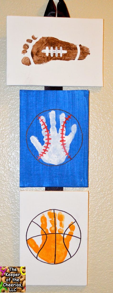 Sports Footprints and Hand Prints Back To University, Footprint Crafts, Sport Craft, Hand Prints, Vbs Crafts, Footprint Art, Handprint Crafts, Daycare Crafts, Handprint Art