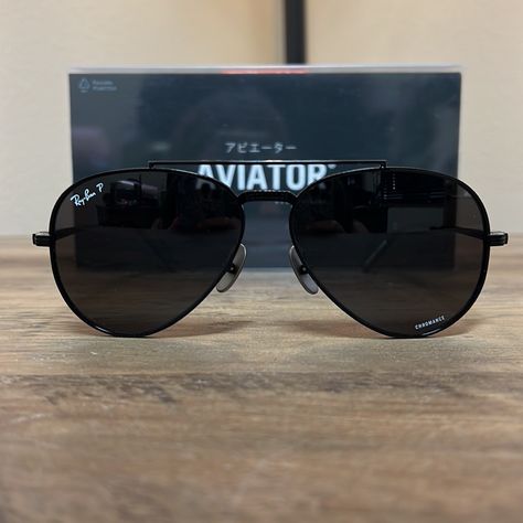 These Ray Ban Black Aviator Titanium Glasses Are Brand New And Never Have Been Worn. Comes With All Original Packaging. Black Ray Ban Aviators, Round Aviator Sunglasses, Round Metal Sunglasses, Ray Ban Sunglasses Wayfarer, Titanium Glasses, Round Ray Bans, Ray Ban Aviator, Ray Ban Eyeglasses, Black Aviators