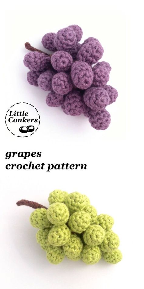 15 Best Crochet Amigurumi Fruits Free Patterns for [year] 29 Grapes Crochet, Crochet Fruit Pattern, Crochet Grapes, Sharing Bedroom, Fruit Ideas, Hand Knits, Bunch Of Grapes, Food Pattern, Crochet Fruit