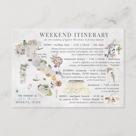 Weekend In Colorado, Colorado Itinerary, Destination Wedding Itinerary, Wedding Weekend Itinerary, Postcard Wedding Invitation, Wedding Schedule, Italy Gift, Wedding Itinerary, Event Card