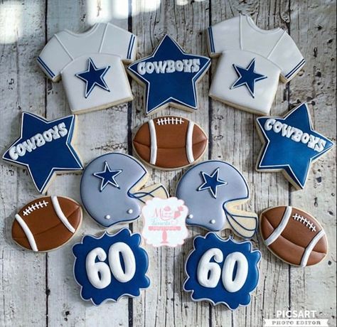 Dallas Cowboys Birthday Cake, Dallas Cowboys Birthday Party, Dallas Cowboys Baby Shower, Football Sugar Cookies, Dallas Cowboys Cake, Dallas Cowboys Theme, Dallas Cowboys Birthday, Dallas Cowboys Party, Cowboy Birthday Cakes