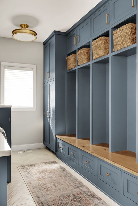 Mud Room Colors, Mudroom Paint, Mudroom Paint Color, Sherwin Williams Blue, Laundry Room Paint Color, Laundry Room Paint, Paint Color Guide, Blue Laundry Rooms, Mudroom Cabinets