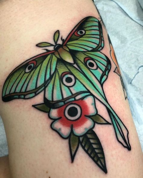 Moth Tattoo Meaning, Lunar Moth Tattoo, Traditional Moth Tattoo, Luna Moth Tattoo, Moth Tattoo Design, Traditional Tattoo Inspiration, Traditional Style Tattoo, Insect Tattoo, Bug Tattoo