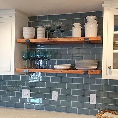 Shelves Above Sink, Kitchen Shelf Brackets, Reclaimed Wood Shelf, Retro Shelves, Wall Shelves Bedroom, Floating Shelves Kitchen, Basement Reno, Metal Shelf Brackets, Reclaimed Wood Shelves