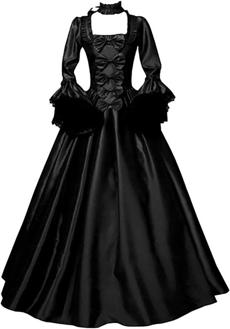 Vestidos Retro, Goth Dress, Medieval Dress, Vestidos Vintage, Gothic Dress, Styl Retro, Cosplay Dress, Midi Dress With Sleeves, Halloween Dress