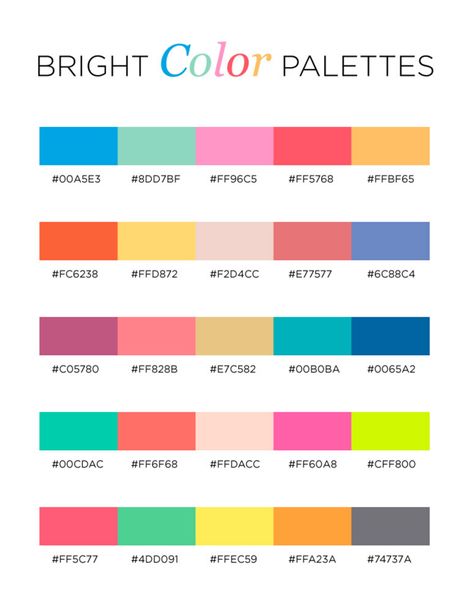 Canva Bright Color Palette Codes, Cheerful Colour Palette, Preppy Color Pallete, Bright Logo Color Palette, Bright Pallete Color, Pantone Bright Colors, Vibrant Color Palette Hex Codes, Bright And Fun Color Palette, Bright Cool Color Palette