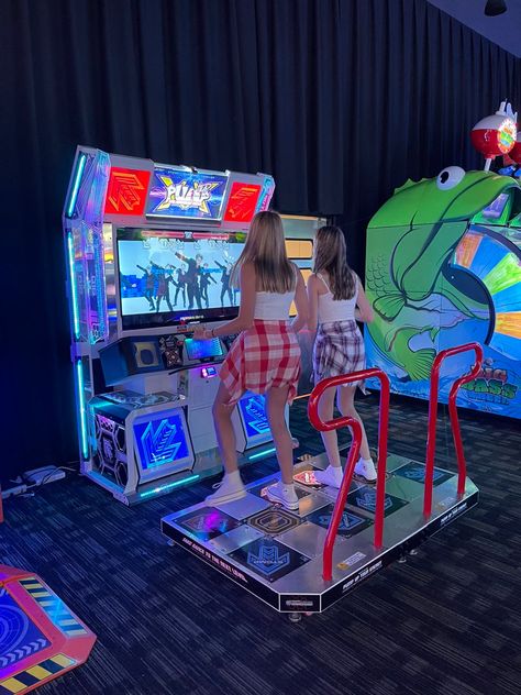 Dance Revolution Arcade, Arcade Dance Machine Aesthetic, Dance Dance Revolution Arcade, Arcade Dance Machine, Dance Arcade Game, Dance Revolution Game, Game Arcade Aesthetic, Dance Dance Revolution Aesthetic, 90s Arcade Aesthetic