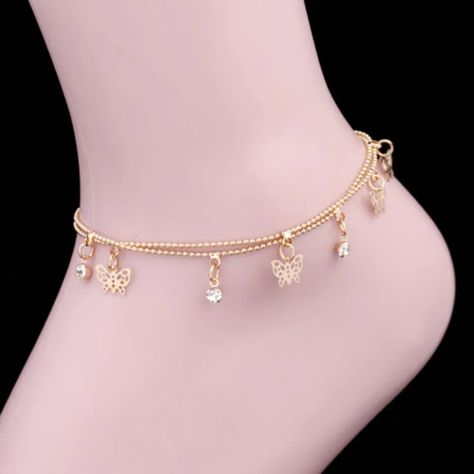 Delysia King Fashion Lady Hollow Butterfly Crystal Anklet Summer Seaside Beach Ancle Bracelet Anklet Ideas, Infinity Anklet, Butterfly Anklet, Butterfly Crystal, Crystal Anklet, Formal Jewelry, Summer Anklets, Ankle Jewelry, King Fashion