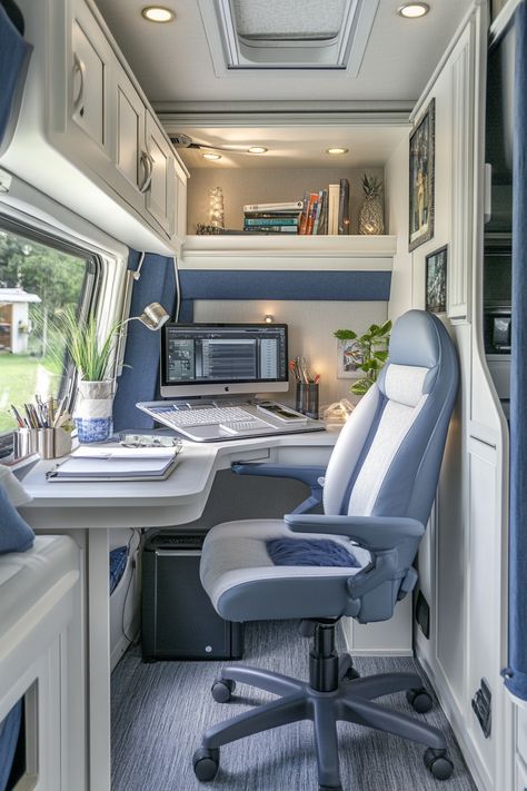 46 Remote Work RV Setup Strategies - TastyInteriors Rv Interior Ideas, Remote Living, Luxury Rv Living, Off Road Rv, Staying Productive, Airstream Rv, Rv Redo, Motorhome Travels, Motorhome Interior