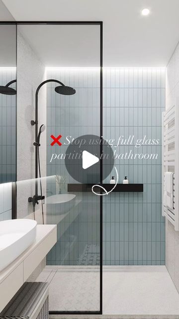 Millionaires Interior | Full shower screens can be hard to clean because of the soap scum and streaks. The half nib wall allows for less glass while taking away... | Instagram Shower With Half Glass Wall, Half Shower Wall, Half Glass Shower Wall, Fluted Glass Bathroom, Fluted Glass Shower Screen, Shower Half Wall, Bathrooms 2024, Half Wall Shower, Glass Shower Wall