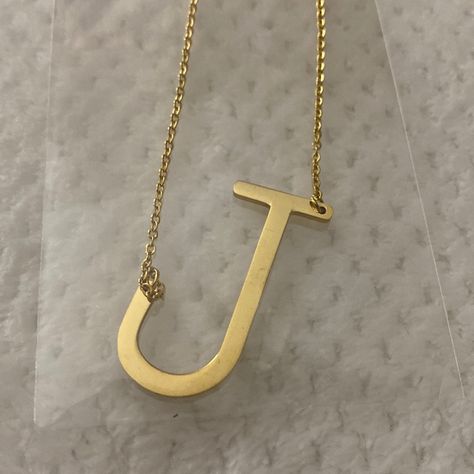 Large Initial Letter J Necklace. 1.5" Inch Letter 8" - 9" Drop Stainless Steel / Gold Plated Letters Do Lay Sideways When Worn Letter J Necklace, Red Pendant Necklace, Pink Pendant Necklace, J Necklace, Alphabet Jewelry, Lucky Brand Necklace, Blue Pendant Necklace, Vintage Beads Necklace, Red Pendants