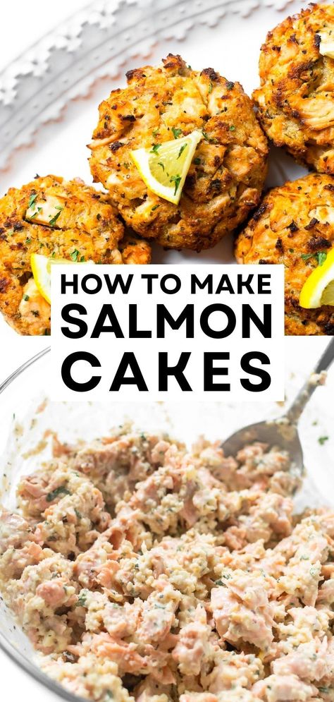 This recipe for salmon cakes combines the flavors of lemon, parsley, and garlic with salmon – leftover salmon, canned salmon or frozen salmon! This is our go to recipe for salmon cakes! For best texture, the recipe has little filler and is baked in a very hot oven. #salmoncakes #salmoncakesrecipe #easysalmoncakes #salmonburger Leftover Salmon Recipes, Frozen Salmon Recipe, Easy Salmon Cakes, Salmon Fish Cakes, Recipe For Salmon, Canned Salmon Recipes, Salmon Cakes Recipe, Salmon Salad Recipes, Leftover Salmon