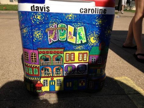 Formal Cooler Ideas Nola, Nola Frat Cooler Ideas, Nola Cooler Painting, Frat Coolers Formal Nola, Frat Coolers Nola, Nola Formal Cooler, Nola Frat Cooler, Nola Painting, Cooler Formal