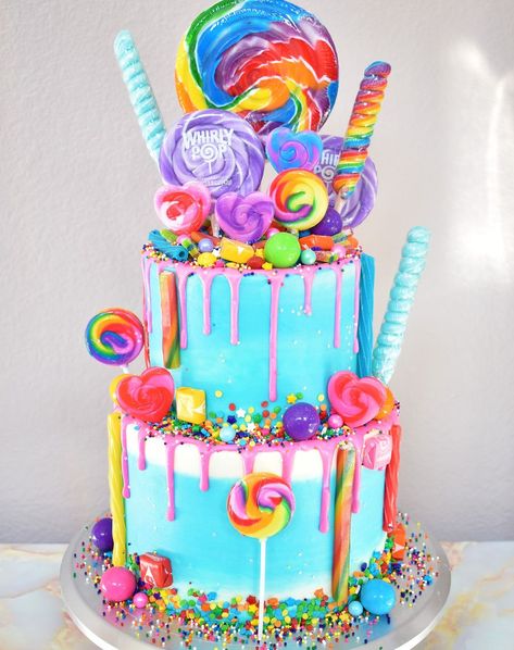 Pastel Candyland Birthday Cake, Candy Land Themed Cake, Sweet 16 Candy Cake, Barbie Candy Cake, Candy Land Birthday Cake Ideas, Candy Shop Birthday Cake, Candy Rainbow Cake, Sweets Cake Birthday, Candy Theme Cake Birthday